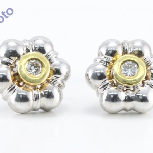 14K Gold Bezel Shape Diamond Studs 0.2 Ct G Si C22000006 - Picture 1 of 5